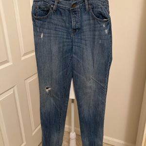 LOFT denim distressed jeans 5 button-up. 27 inseam.